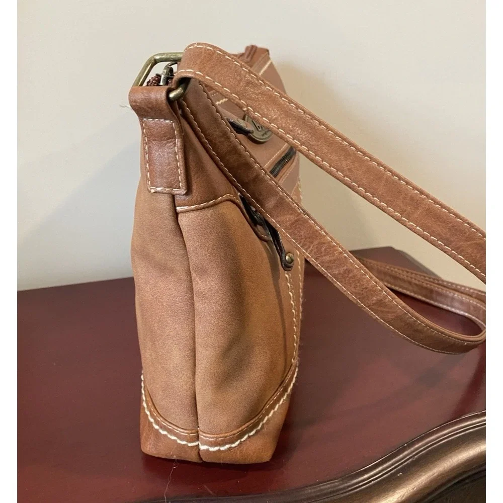 B.O.C Handbag Brown Faux Leather Shoulder Adjustable Strap Crossbody 12x9x3